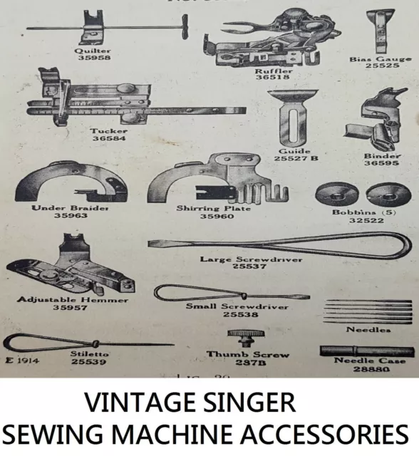 Original Vintage Singer Sewing Machine Accessories and Feet