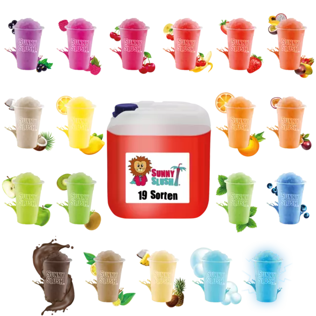 4x5 Liter Slush Eis Konzentrat - Slush Sirup in 17 leckeren Sorten - SunnySlush®