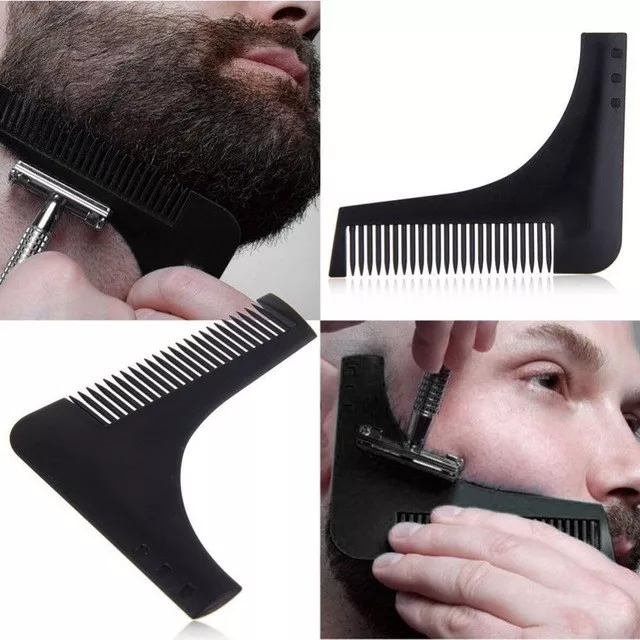 Peigne à Tailler la Barbe Noir Guide de Coupe pour Rasage Pochoir Beard Shaving