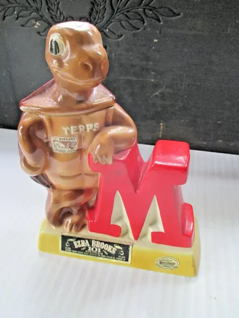 Vintage Maryland 1974 Ezra Brooks Decanter University Of Maryland TERPS 70s RARE
