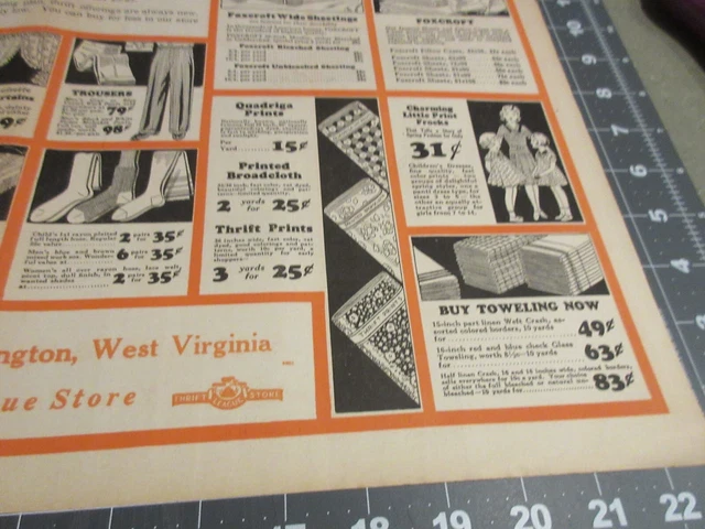 1933 A. Lazarus & Sons, Belington, West Virginia Thrift League Store Print Ad 5