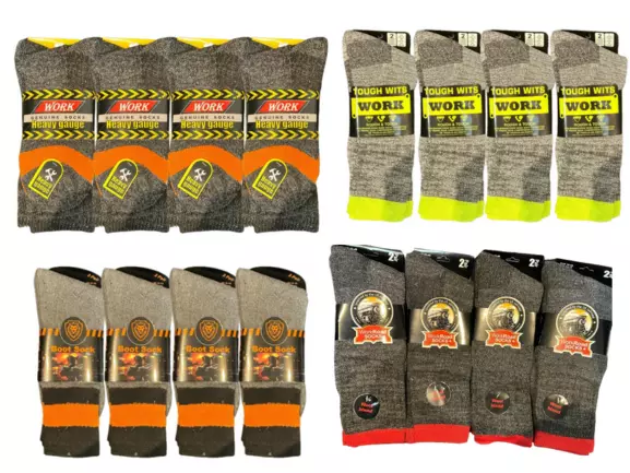 Mens Heavy Gauge Work Socks Workwear Tough Boot Socks 6 or 12 pairs UK 6-11