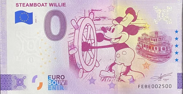 Geldschein Steamboat Willie Mickey Malta 2024 Nummer 2500