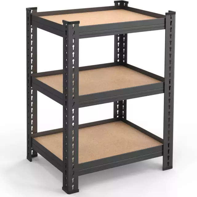 3 Tier Adjustable Industrial Metal Storage Shelf for Small Space, Bookshelf, Nig