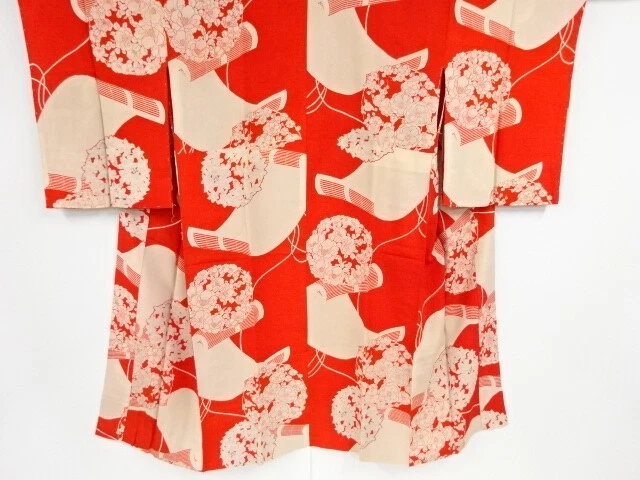 46856# Japanese Kimono / Antique Juban / Flower Roundel