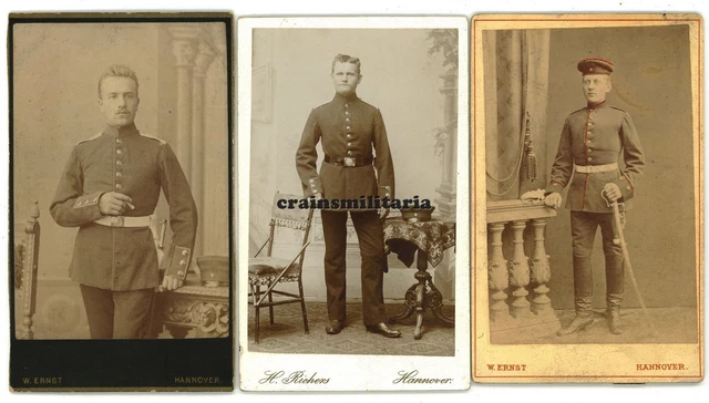 3x Orig. Foto CDV Portrait Soldaten in HANNOVER Säbel - Studio Ernst Richers