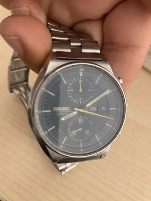 Seiko Watch Jumbo Chronograph 6138-3000 Year 1974 Working Made In Japan +video!