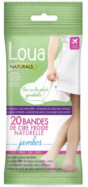 20 bandes de cire froide naturelle épilation jambes LOUA