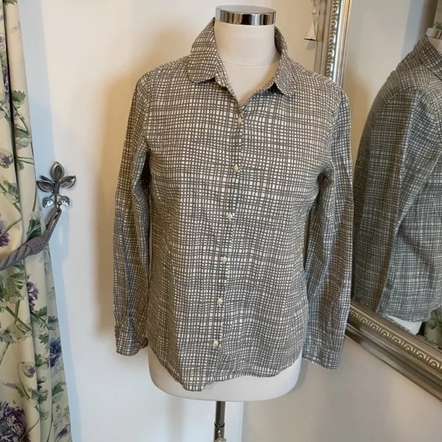 Chinti and Parker Size S 8 10 grey checked long sleeve cotton shirt smart work