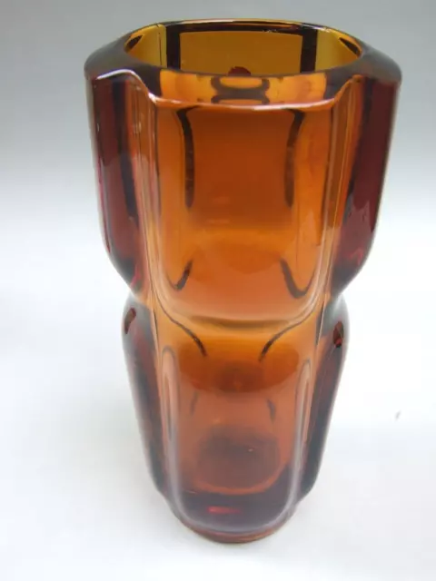 1960's Czech Art Glass Amber Vase by Sklo Union Design  By Frantisek Vizner