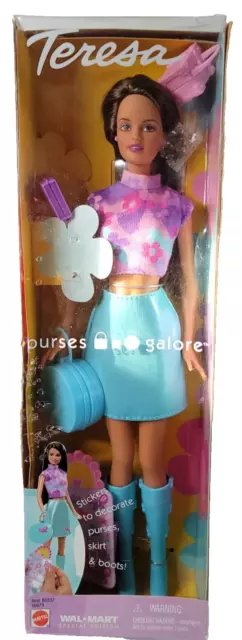 Mattel Wal-Mart Purses Galore Teresa Friend of Barbie Doll Stickers 2002 VTG