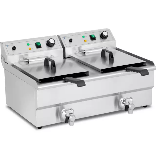 Friteuse Électrique Professionnelle Inox 2 Bacs Restaurant 2 x 16 L 6 000 W