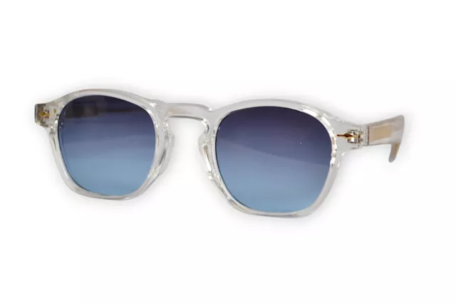 lunettes de soleil mixte tendance à monture transparente et verres fumés bleus