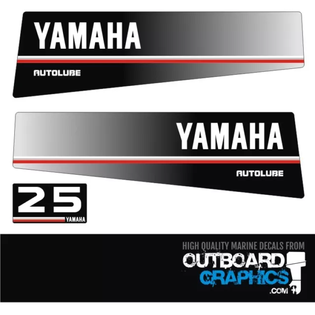 Yamaha 25hp autolube outboard engine decals/sticker kit