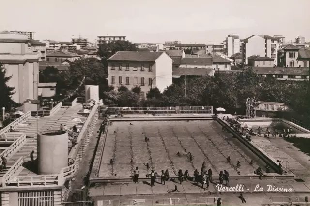 Cartolina - Vercelli - La Piscina - 1955 ca.