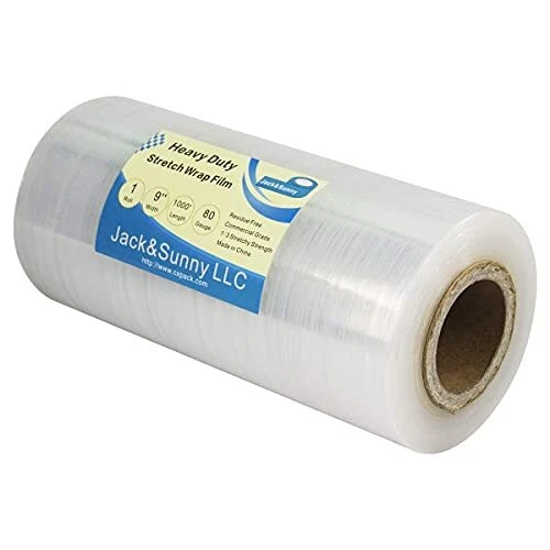Clear Industrial Strength Mini Hand Stretch Wrap Film 9" 1000ft - 80 Gauge(20