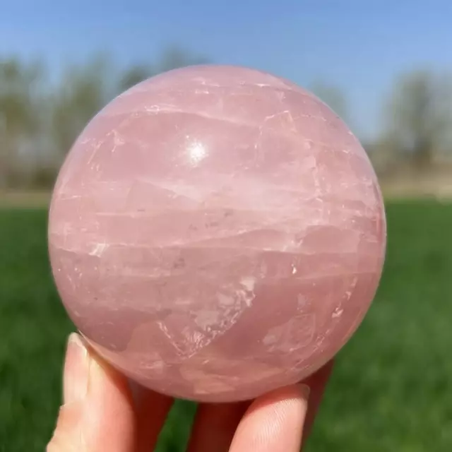 520g Natural Rose Quartz Ball Quartz Crystal Sphere Reiki Crystal Decor Gift