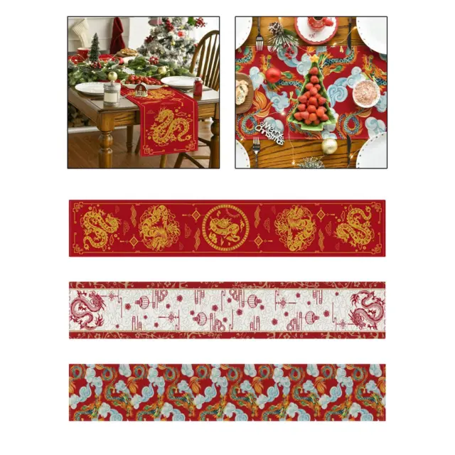 Chemin de Table du nouvel an chinois, nappe pour bureau, décoration de fête