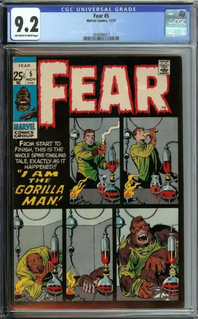 Fear #5 Cgc 9.2 Ow/Wh Pages // Marvel Comics 1971