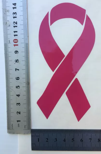 PINK RIBBON CANCER STICKER,VINYL DECAL, 135mm X 66mm, 9 colours, Brand new