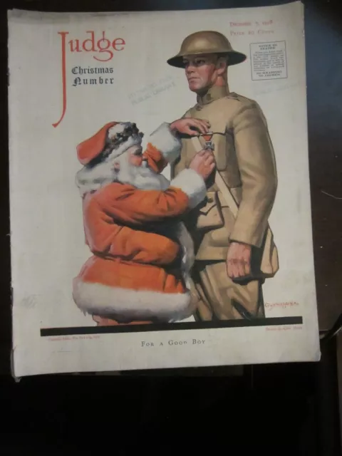 Judge Magazine December 1918 For a Good Boy Soldier Santa Claus Art Deco 48