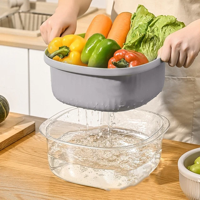 SPACE SAVING DOUBLE Layer Vegetable Basin Convenient Storage and