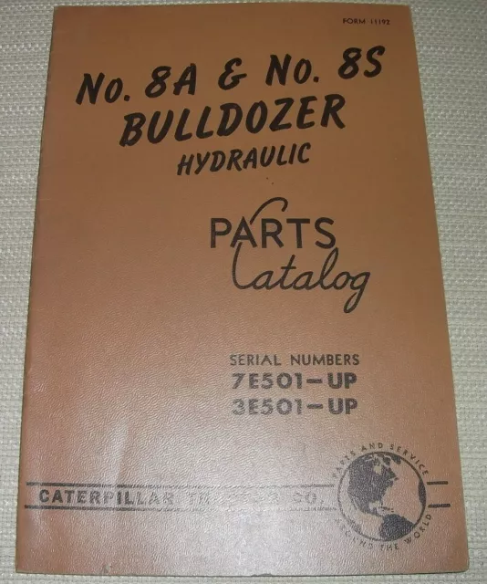 Cat Caterpillar 8A 8S Bulldozer Parti Libro Manuale S/N 7E501-UP 3E501-UP