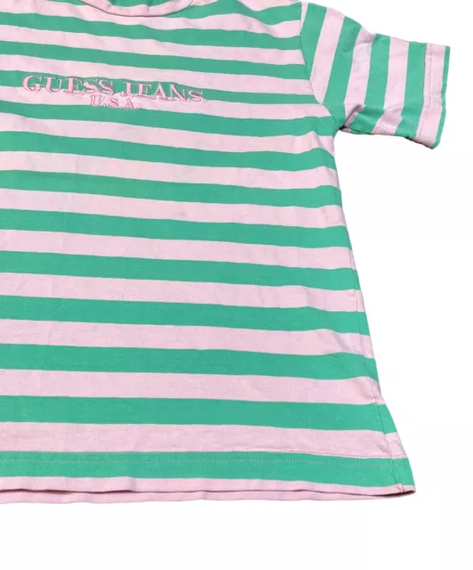 VINTAGE GUESS JEANS USA Spell Out Striped T Shirt 90s Georges Marciano ...