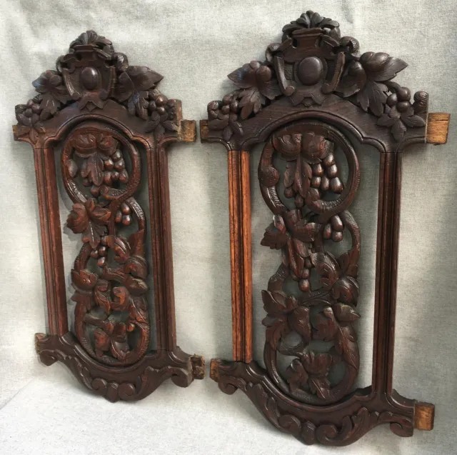 Large antique pair of french wood carvings frames 19th century woodwork