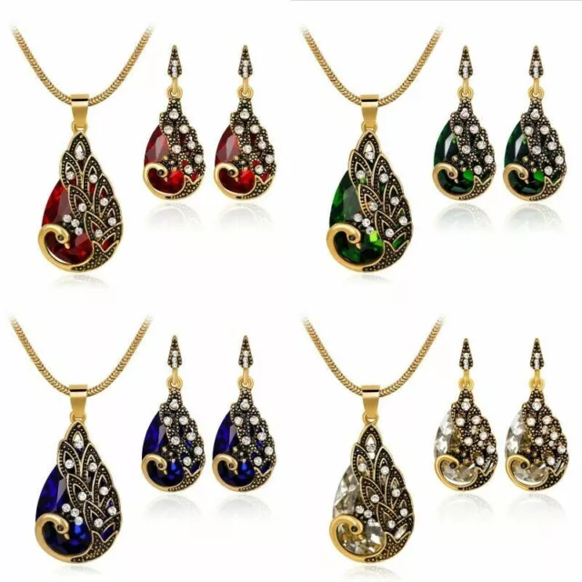 Elegant Peacock Zircon Jewellery Set Necklace Earrings for Women Christmas Gifts