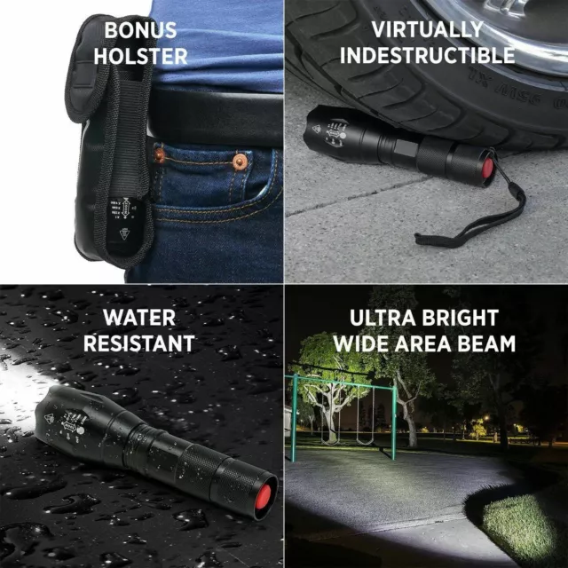 Genuine LED Tactical Flashlight Military Grade Torch Light 2