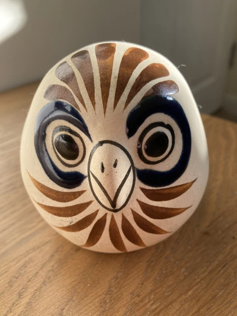 Vintage mexikanische Tonala handbemalt Volkskunst Keramik Eule