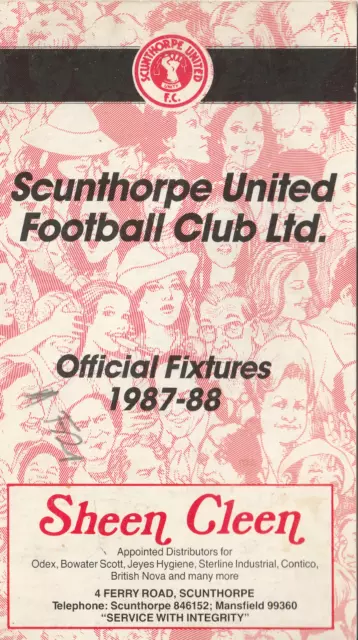 Scunthorpe United Fixture Card 1987/88