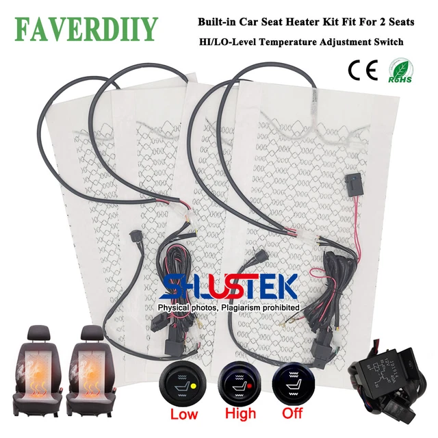 Universal Car Seat Heater Kit 12V Car Seat Heating Pads Hi-Lo Round Switch