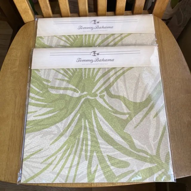 Tommy Bahama Tropical Palm Leaf  Gift Wrap Wrapping Paper Kit Set Of 2 NWT