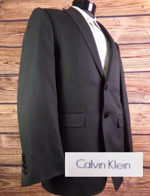Calvin Klein Blazer Mens Sport Coat 40R Jacket Two Button Gray Pick Stitch