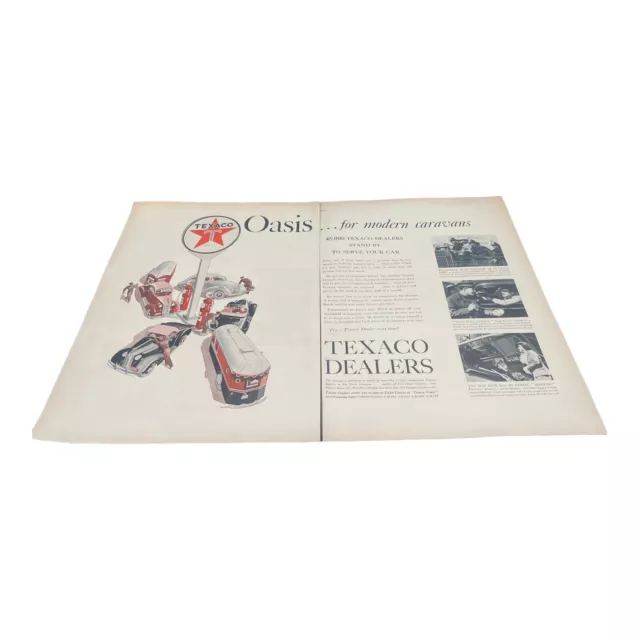 Vintage 1937 Texaco Ephemera   Print Ad 20.5” X 13.5” C.09 Double Page Ad