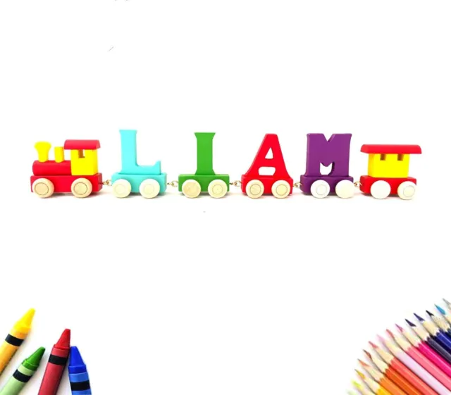 Personalized Colorful Wooden Train Alphabet 26 letters Name As Children Babygift