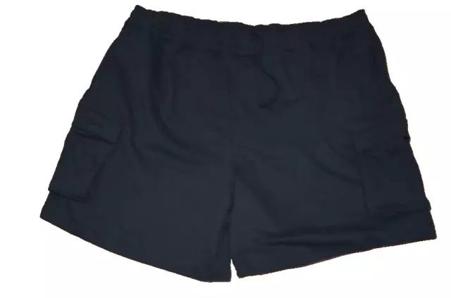 Pantalones Cortos King Size NEGROS Cargo Para Hombre Talla 6XL BIIG Cintura Elástica LANA Más Pesada