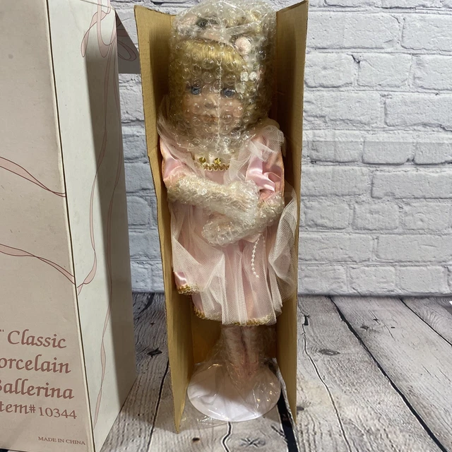 17" Classic Porcelain Ballerina Doll Item #10344 With Stand New In Box