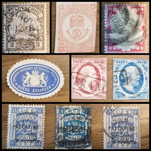 Alte Briefmarken Alle Welt kleines Lot Ungarn, NL, GB, Schweden, Kiautschou,...