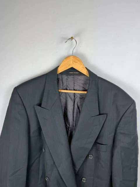 Pierre Balmain Jacket Men's Large Vintage Double-Breasted Blazer Jacket Gray