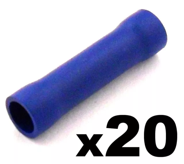 20x Blue Insulated Straight Butt Connector Electrical Crimp Terminals Cable Wire