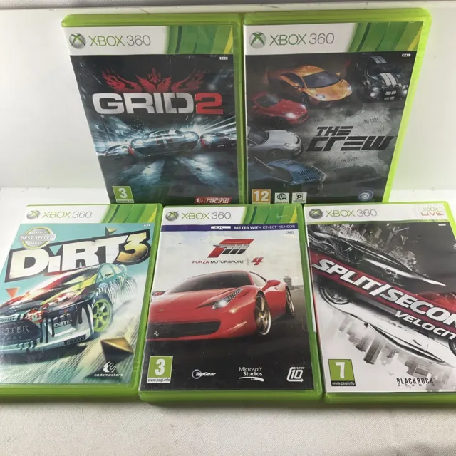 Xbox 360 Racing Game Bundle- Dirt 3/ Grid 2/ The Crew/ Split Second Velocity…
