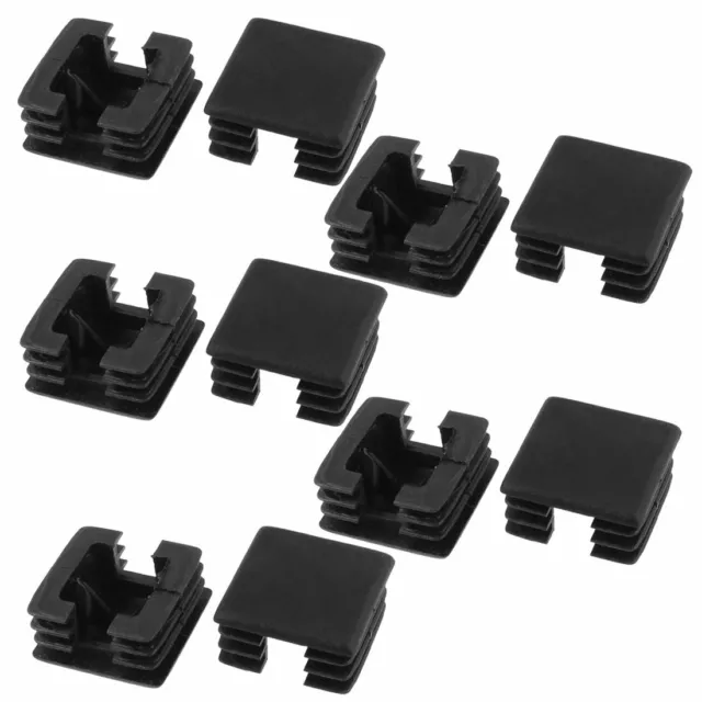 Household Plastic Square Tube Inserts End Blanking Caps Black 25mm x 25mm 10 Pcs