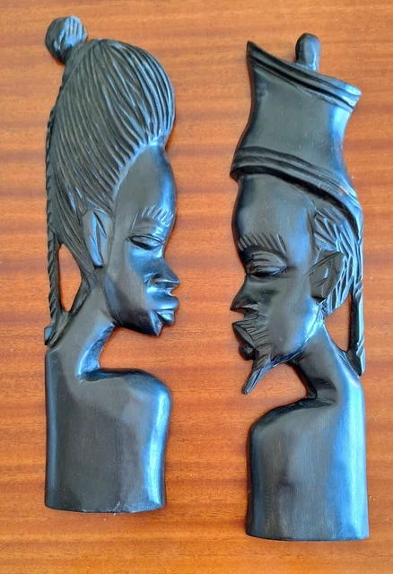 ② Serre-livres en bois sculpté – têtes africaines (paire) - Art | Sculptures & Bois