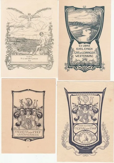 8 Exlibris Bookplate Klischees Wilhelm Ehringhausen 1868-1933 Konvolut Lot 4 Akt