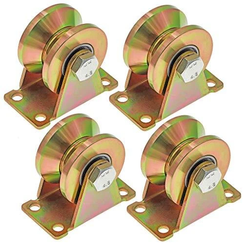 Skelang 4 Pcs Roue gorge V roues pour portail coulissant 50mm roues en acier ...