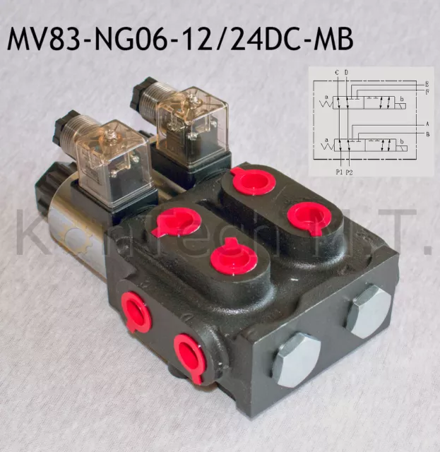 Hydraulik Magnetventil 8/3-Wegeventil NG06 12V DC Monoblock - inkl. Stecker