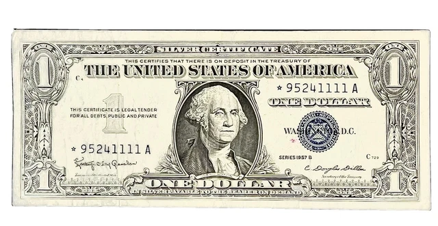 1957 B Silver Certificate Dollar With Blue Seal